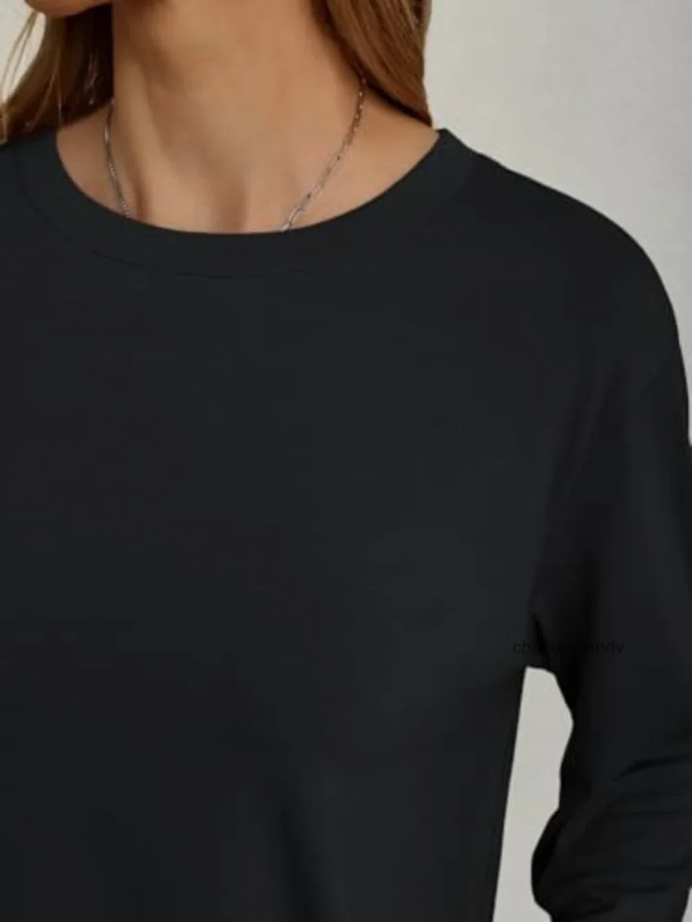 Womens Oversized Long Sleeve T-Shirt Casual Crewneck Soft Tee